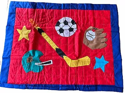 Hand Crafted All Star Sports Quilted Child’s Pillow Sham NOS Vintage Colorful • $15.99