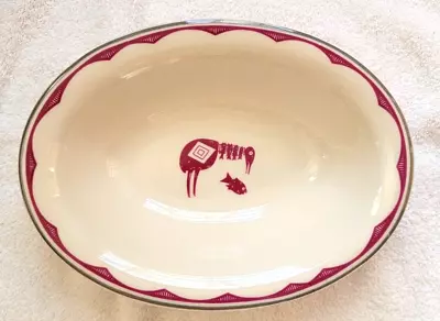 Homer Laughlin ANCIENT MIMBRENO INDIAN Pipestone Serving Bowl SANTA FE RAILROAD • $49.99