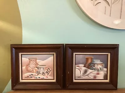 Mario Jung Sand Art Painting Lot Of 2 Signed Navajo Pottery Framed Southwestern • $99.99