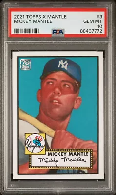 2021 Topps X Mantle 1952 TOPPS MICKEY MANTLE PSA 10 GEM MINT #3 • $3.25