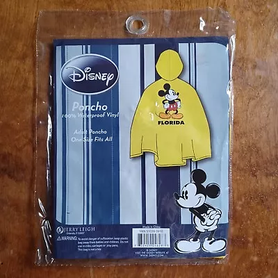 Disney Mickey Mouse Yellow Rain Poncho Waterproof Adult One Size Florida • $9.95