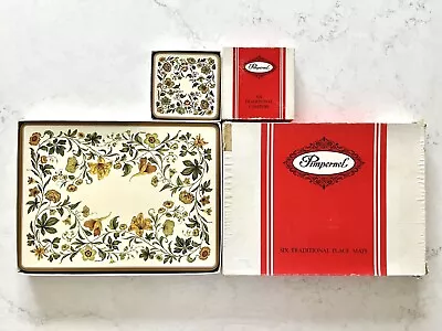 Pimpernel Vintage Coasters And Placemats Cork Back Hunting Red Floral In Box • $29