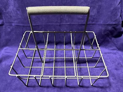 Vintage Galvanized Metal Milk 6 Bottle Carrier Wire Handle Dairy Porch Decor • $35