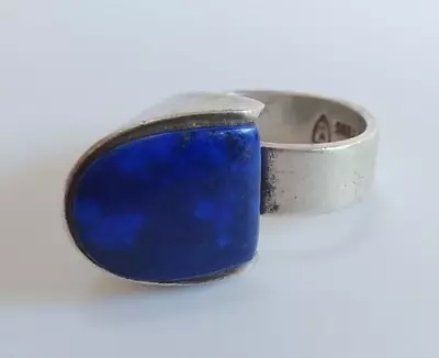 Jens Asby Vintage Denmark Sculptural  Modernist Sterling Silver Sodalite Ring • $375