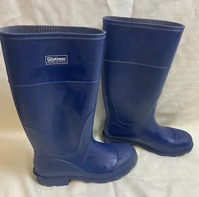 Women’s LaCrosse Rubber Rain Mud Boot Waterproof  Blue Size 7 Made In USA • £43.39