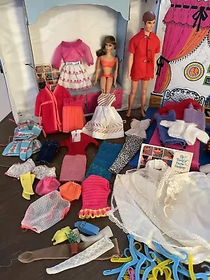 Vintage Barbie 1966 Twist Turn Ken 1968 Talking Dolls Sleep Case & Clothes • $71