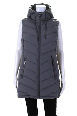 Michael Michael Kors Womens Gray Hooded Packable Sleeveless Vest Jacket Size M • $48.79