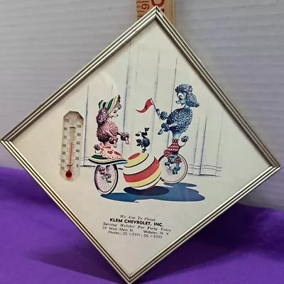 Vtg Circus Poodle Advertising Thermometer Klem Chevrolet Inc Webster NY • $14.88