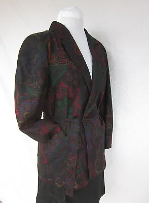 Kenzo Paris VTG 80s Green Label Wool Challis Jacket Paisley Belted S M  • $157