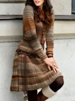 Misslook Brown Casual Vintage Ombre/Tie-Dye Long Sleeve A-Line Dress Size Small • $15