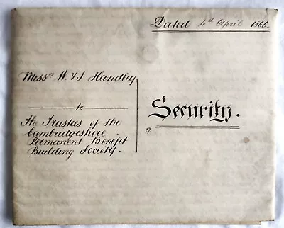 1866 Vellum Indenture – Handley W & J. Chesterton Cambridge. Signed With Seals • £11.99