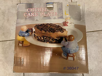 Vintage 1997 Lotus Chubbies Lets Eat Cake Ceramic Footed Cake Plate Platter • $50