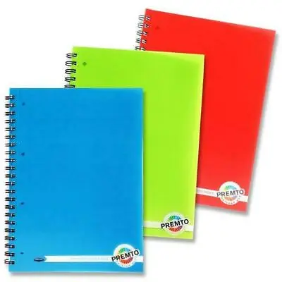 £4.49 • Buy A4 Notebook Spiral Line Ruled Ring Binder PP Wiro Cover Writing Notepad 200 Page