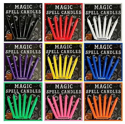 SPELL CANDLES *Witch Pagan Wiccan Protection Love *Ritual Altar Magic *Pack Of 6 • £2.79