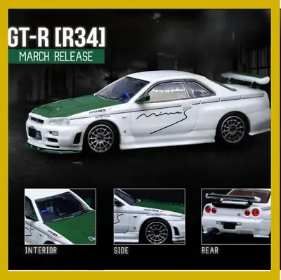 Inno64 Nissan Skyline GTR (R34) R-Tune Tuned By  MINE'S With Green Carbon 1:64 • $19.99