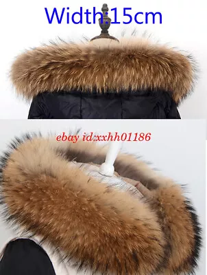 Unisex 100%Real Fur Collar Real Raccoon Fur Collar Scarf Hood Trim Jacket Collar • $30.59