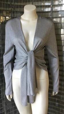 £16.95 • Buy Luisa Spagnoli Perugia Sparkling Silver Tie Front Cardigan Size M