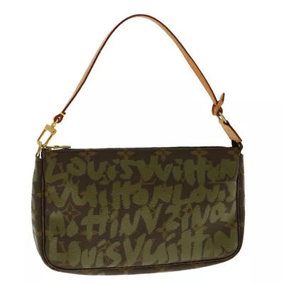 LOUIS VUITTON Monogram Graffiti Pochette Accessoires Khaki M92191 LV Auth Am4267 • £885.35