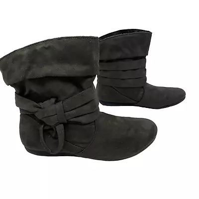Bongo REID Ankle Boots Slouchy Brown Side Tie Microsuede Booties Women Size 5 • $35