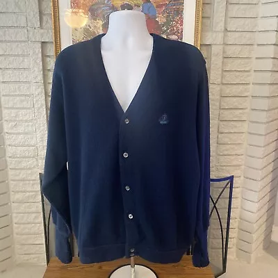 Izod Vintage Men’s Navy Blue XL Cardigan Sweater  Made In USA Mr Rogers • $26.40