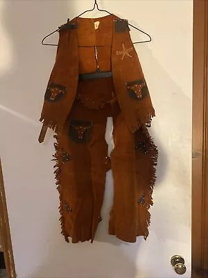 Vintage Child Sheriff Costume Size Large Vest And Chaps • $40