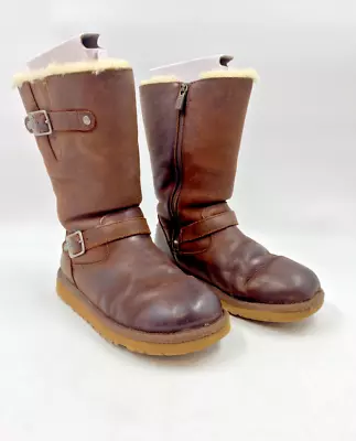 Ugg Boots Brown Kensington Buckles Zips UK 4 T2920 S81 • £12.99