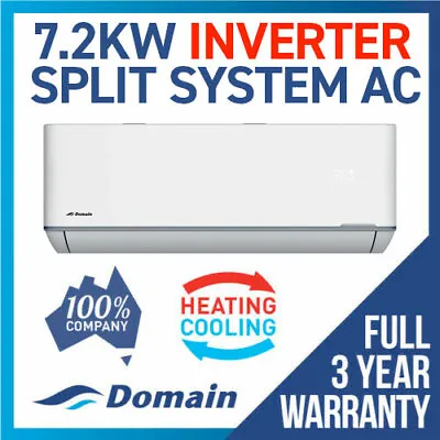 $1179 • Buy New Domain Premium 7.2kw Inverter Reverse Cycle Split System Air Conditioner Ac