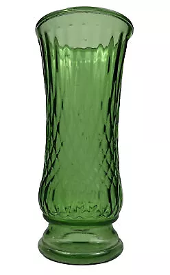 Vintage E.O. Brody & Co. Emerald Green Crinkled Glass Vase 10.50  Tall • $11.88