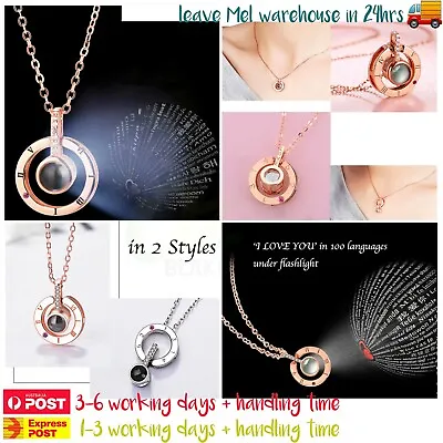 Necklace I Love You Rose Gold Silver 100 Langs Roman Numeral Pendant Memory Gift • $7.99