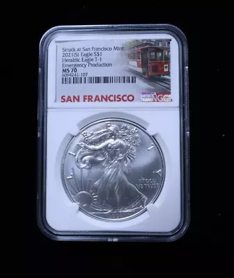 2021 S American Silver Eagle T-1 MS 70 Emergency Silver Eagle San Francisco Mint • $46.69
