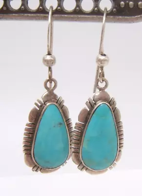 Vintage Sterling Silver & Turquoise Dangle Earrings Southwest Style • $25