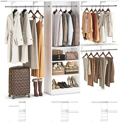 HOMIEASY 96'' Closet System Wood Closet Organizer With 3 Shelving Tower White • $189.99