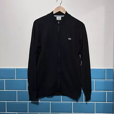 Lacoste Full Zip Cardigan Jacket Black Cotton Size 5 / Large • £19.99