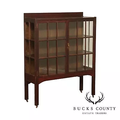 Antique Mission Oak Two Door China Cabinet Bookcase Geo. C. Flint Co. • $2395