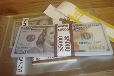 50 X $100 Notes 5K Stack FILM MOVIE PROP REPLI CA Copy Play Money + BONUS   X2 • $11