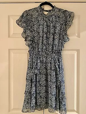 Shoshanna Blue Floral Silk Chiffon Dress Women’s Size 6 • $20