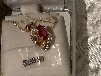 Ruby 10k Yellow Gold Ruby/diamond Necklace New • $95