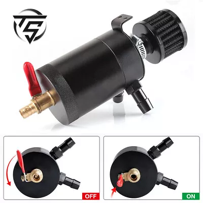 $22.99 • Buy 2 Port Reservoir Baffled Tank Oil Catch Can With Drain Valve Breather Aluminum