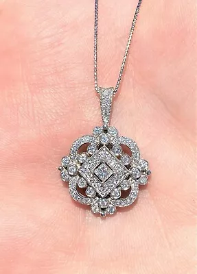 1 Ct Round Cut Real Moissanite Lovely Pendant 14K White Gold Plated • $128.24