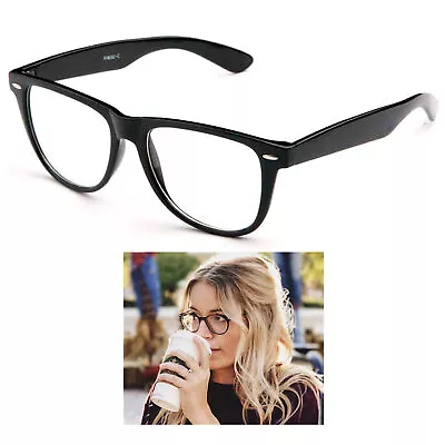 Fashion Retro Unisex Mens Womens Clear Lens Nerd Geek Glasses Eyewear ! • $10.99