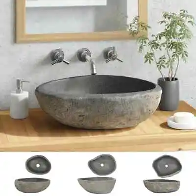 Basin Natural River Stone Oval Washroom Cloakroom Wash Sink Multi Sizes VidaXL • £63.99