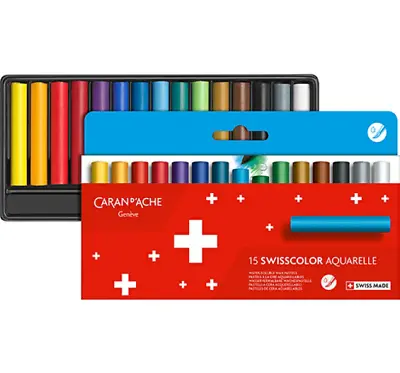 Caran D'Ache Swisscolor Water Soluble Wax Pastels Box Of 10 Or Box Of 15 • £10.99