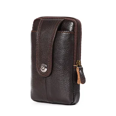 Men Genuine Leather Waist Pack Bum Bag Multi-function Small Phone Wallet Pouch • £4.75