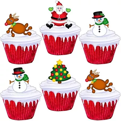 Christmas Stand Up Fairy Cup Cake Toppers Edible Party Decorations • £2.38