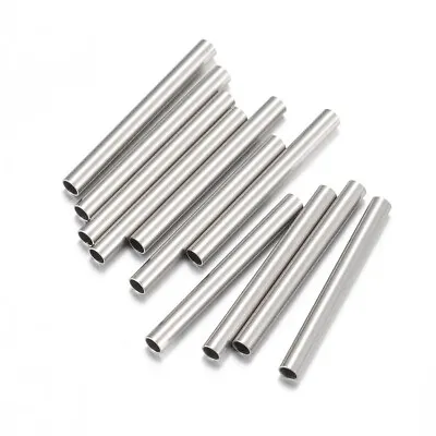 50x Stainless Steel Tube Beads Spacer Metal Bead 15x1.5mm Hole 1mm • £4.07