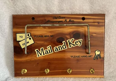 Mail And Key Holder Wood With 4 Hanging Hooks And Mail Holder Organizer Vintage • $19.99