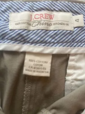 EUC J. Crew Khaki Broken In Chino Shorts Size 4 100% Cotton 3” Inseam Flat Front • $0.99