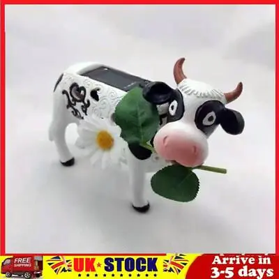 Daisy Cow Solar Power Lights Resin Statues Ornaments Outdoor Yard Decoration • £14.15