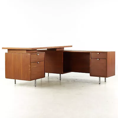 George Nelson For Herman Miller Mid Century Walnut Corner Executive Desk • $5395