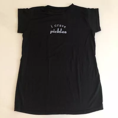 BELLY CRAVINGS Maternity Black  I Crave Pickles” Shirt One Size $49 NWOT Gift • £18.99